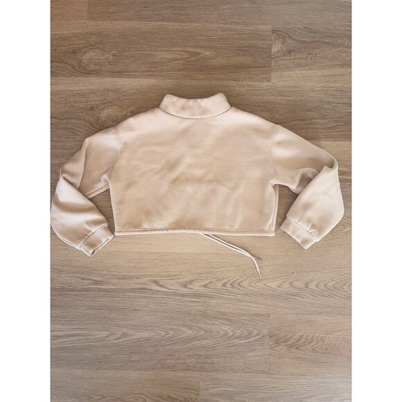 Princess Polly sweatshirt tan cropped pullover hoodie with zipper size 4 - Picture 2 of 3